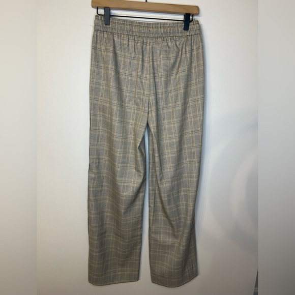 Nine West Side-Stripe Wide-Leg Plaid Pants, XS, Black White Gold, Elastic Waist - Picture 5 of 8